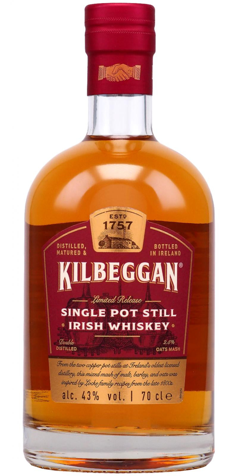 Kilbeggan Distilling Single Pot Still Irish Whiskey Limited Release
