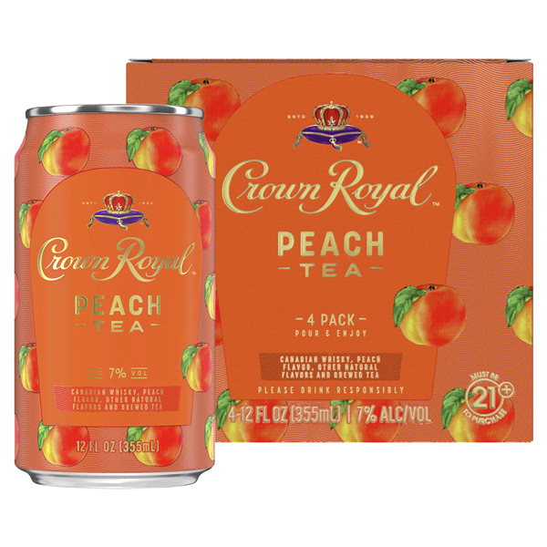 Crown Royal Peach Tea Canadian Whisky Cocktail 4-PACK (4 x 12 fl oz)