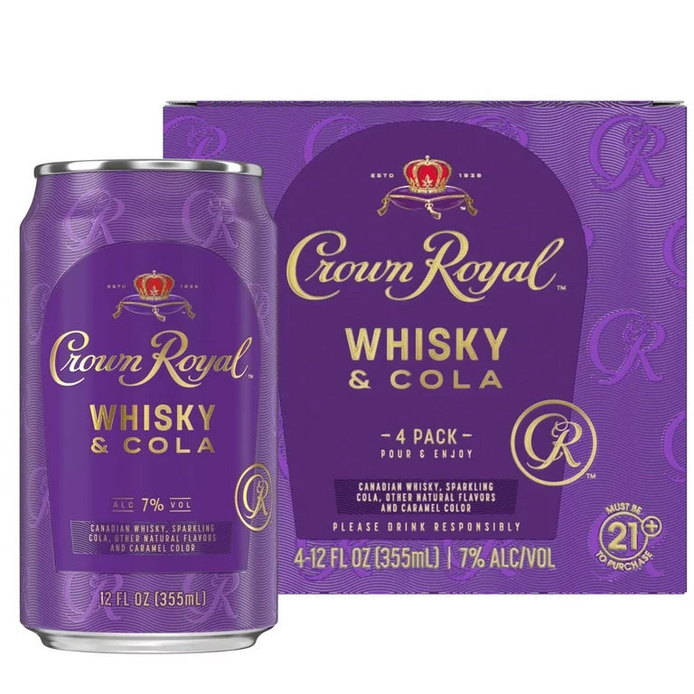 Crown Royal Whisky and Cola Canadian Whisky Cocktail 4-PACK (4 x 12 fl oz)