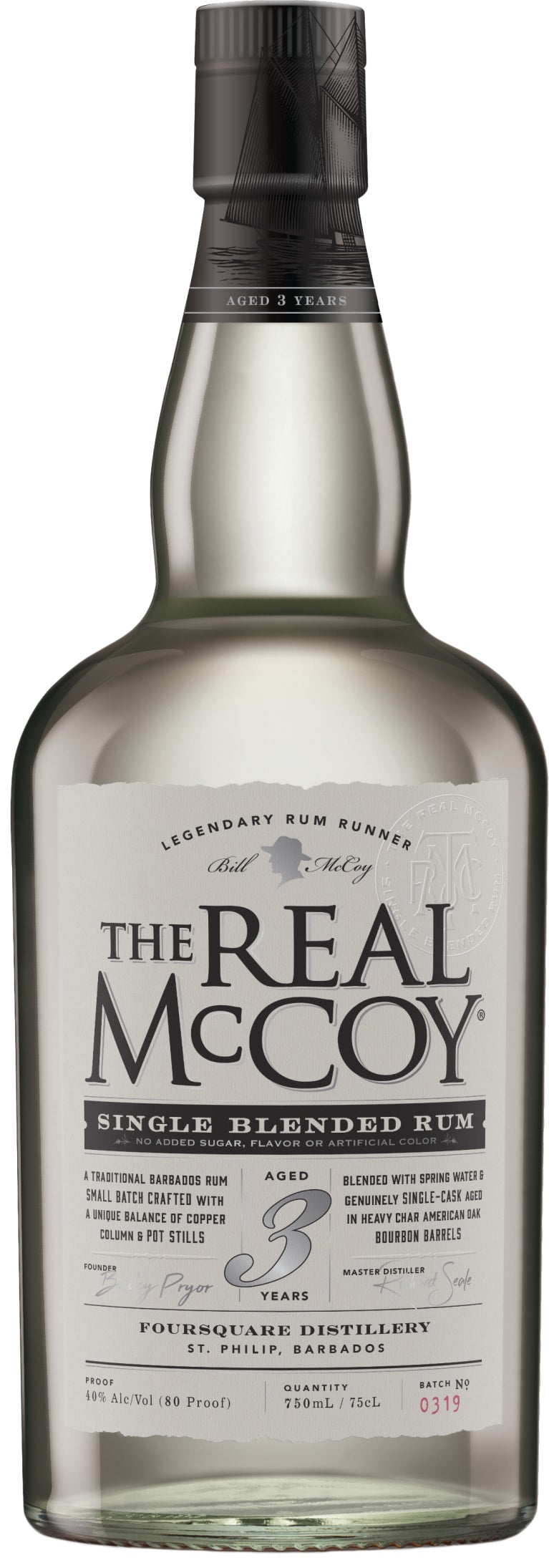 The Real McCoy 3 Year Single Blended Aged White Rum Year 80 Proof